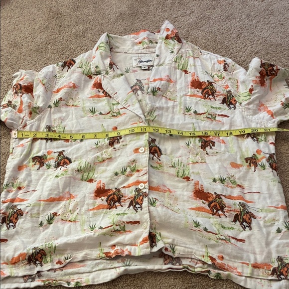 Wrangler Cowboy Print Button Down Shirt - oversized M - Picture 6 of 7